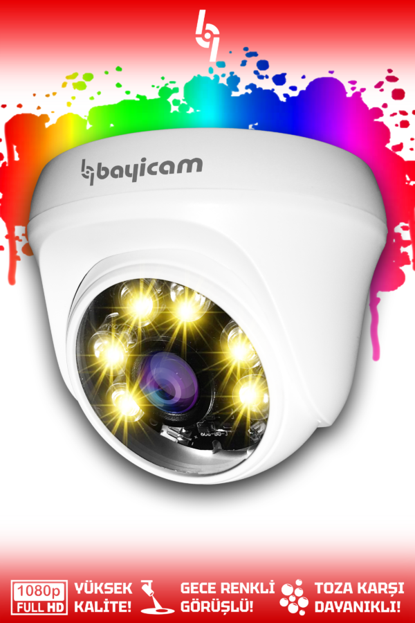 1 Full HD Kamera Dome İç Mekan Renkli Gece Görüşlü Güvenlik Kamerası