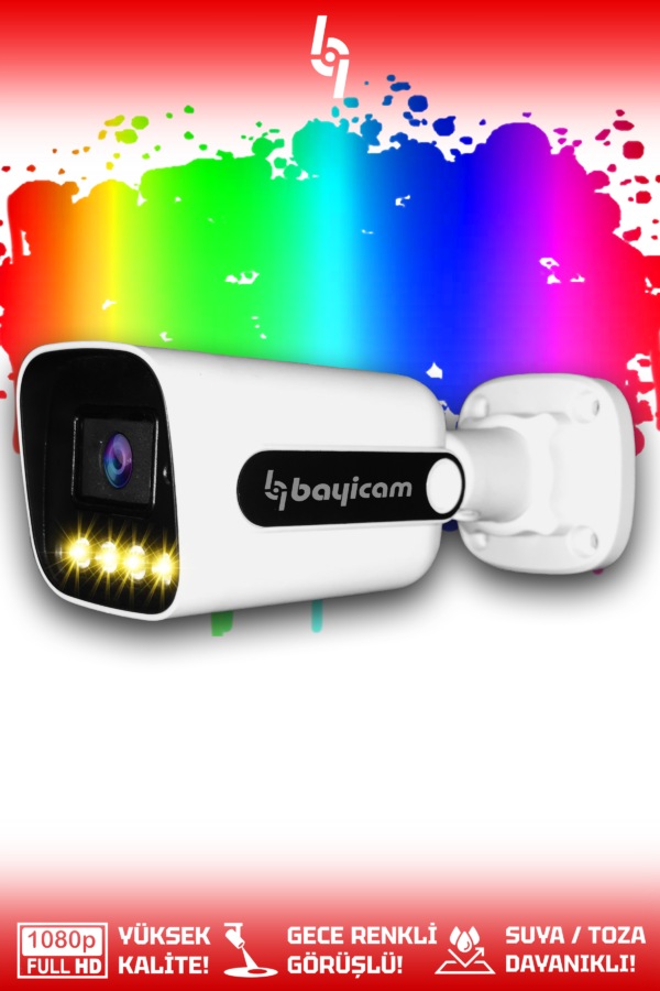 1 Full HD Kamera Zebra Dış Mekan Renkli Gece Görüşlü Güvenlik Kamerası