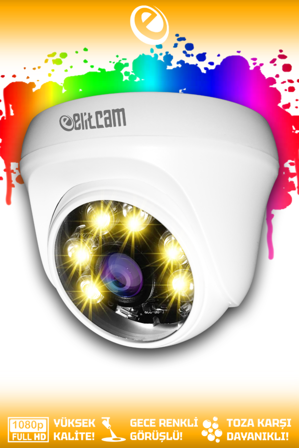 1 Dome Kamera Dome İç Mekan Full HD Renkli Gece Görüşlü Warmled Kameralı AHD Güvenlik Kamerası