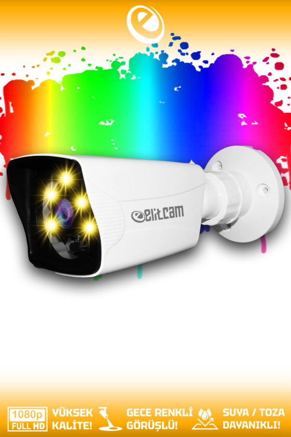 1 Kare Kamera Bullet Dış Mekan Full HD Renkli Gece Görüşlü Warmled Kameralı AHD Güvenlik Kamerası