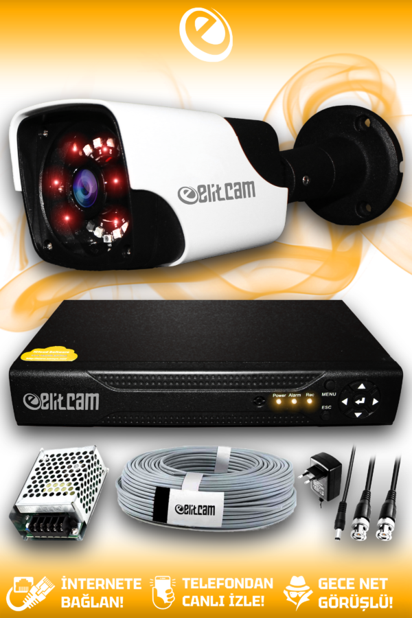 1 Kameralı Panda 1 Dış Kamera Set HDD'siz Full HD Gece Görüşlü Güvenlik Kamerası Sistemi