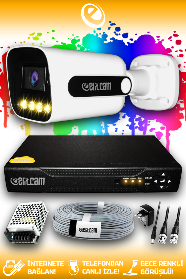 1 Kameralı Zebra 1 Dış Kamera Set HDD'siz Full HD Renkli Gece Görüşlü Güvenlik Kamerası Sistemi