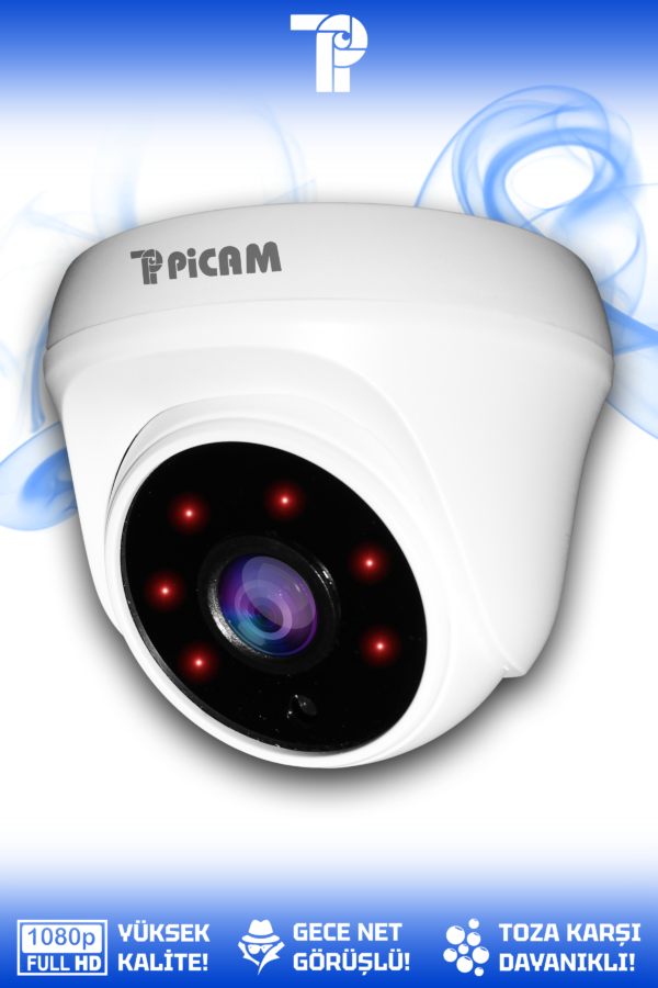 1 Dome Kamera Dome İç Mekan Full HD Gece Görüşlü Irled Kameralı AHD Güvenlik Kamerası