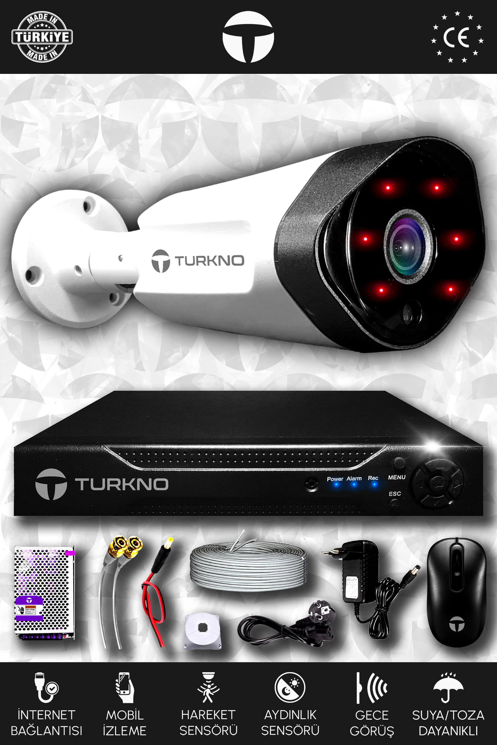 1 Kameralı Galia 1 Dış Kamera Set HDD'siz Full HD Gece Görüşlü Güvenlik Kamerası Sistemi