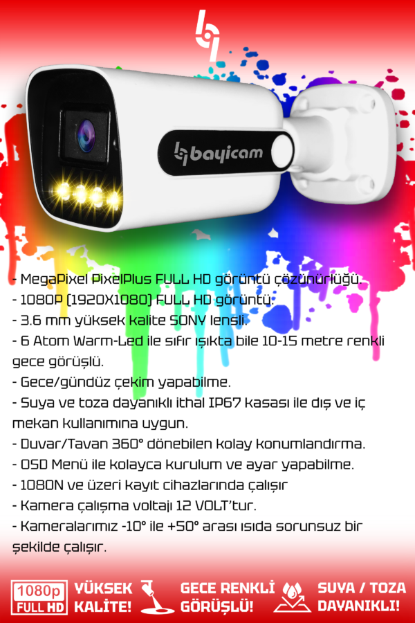8 Full HD Kamera Zebra Set 500 GB HDD Dahil 8 Dış Mekan Renkli Gece Görüşlü Güvenlik Sistemi - Görsel 2