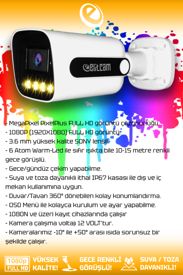 8 Kameralı Zebra 2 İç Kamera Set 1 TB HDD Full HD Renkli Gece Görüşlü Güvenlik Kamerası Sistemi - Görsel 2