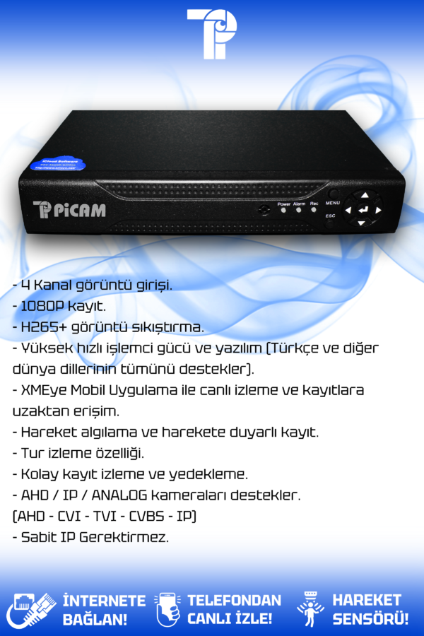3 Kameralı Dome 3 İç Kamera Set 100 GB HDD Full HD Gece Görüşlü Güvenlik Kamerası Sistemi - Görsel 3