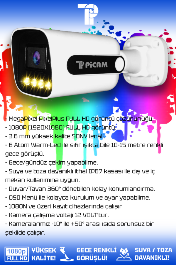 8 Kameralı Zebra 8 Dış Kamera Set 500 GB HDD Full HD Renkli Gece Görüşlü Güvenlik Kamerası Sistemi - Görsel 2
