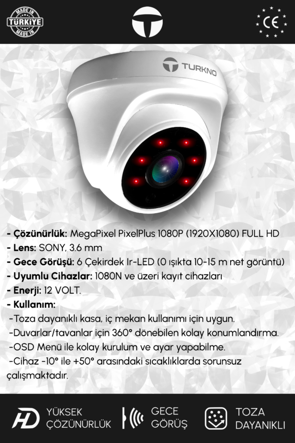 1 Full HD Kamera Domia İç Mekan Gece Görüşlü Güvenlik Kamerası - Görsel 2